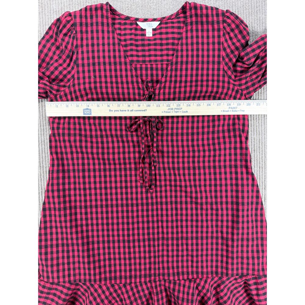Time and Tru Plaid Gingham Ruffle Dress Size L - Picture 7 of 9